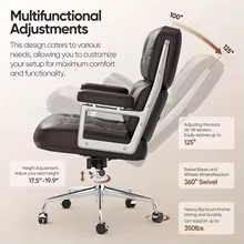 Office Chair Mid Back Executive Comfortable Genuine Leather Ergonomic Back Support Home Computer Chairs Adjustable Office Chairs