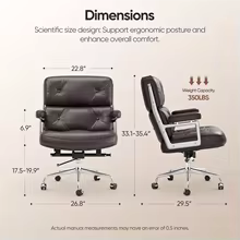 Office Chair Mid Back Executive Comfortable Genuine Leather Ergonomic Back Support Home Computer Chairs Adjustable Office Chairs