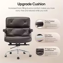 Office Chair Mid Back Executive Comfortable Genuine Leather Ergonomic Back Support Home Computer Chairs Adjustable Office Chairs
