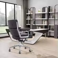Office Chair Mid Back Executive Comfortable Genuine Leather Ergonomic Back Support Home Computer Chairs Adjustable Office Chairs