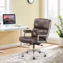 Office Chair Mid Back Executive Comfortable Genuine Leather Ergonomic Back Support Home Computer Chairs Adjustable Office Chairs